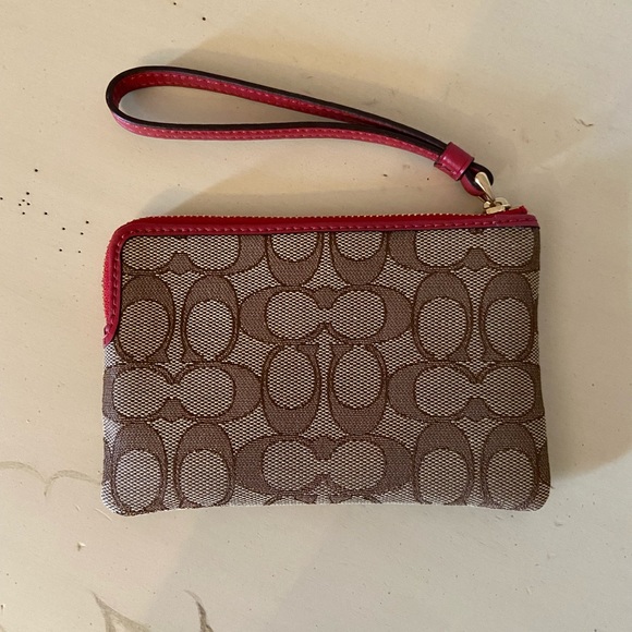 Coach red and brown wristlet. - Picture 2 of 3